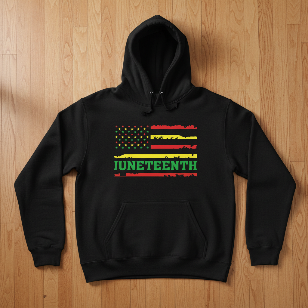 Juneteenth Flag Black Hoodie
