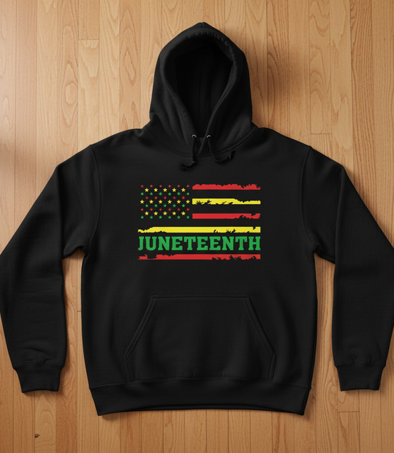 Juneteenth Flag Black Hoodie