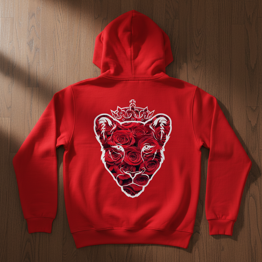 Eminence Red Rose Lioness Red Hoodie Back