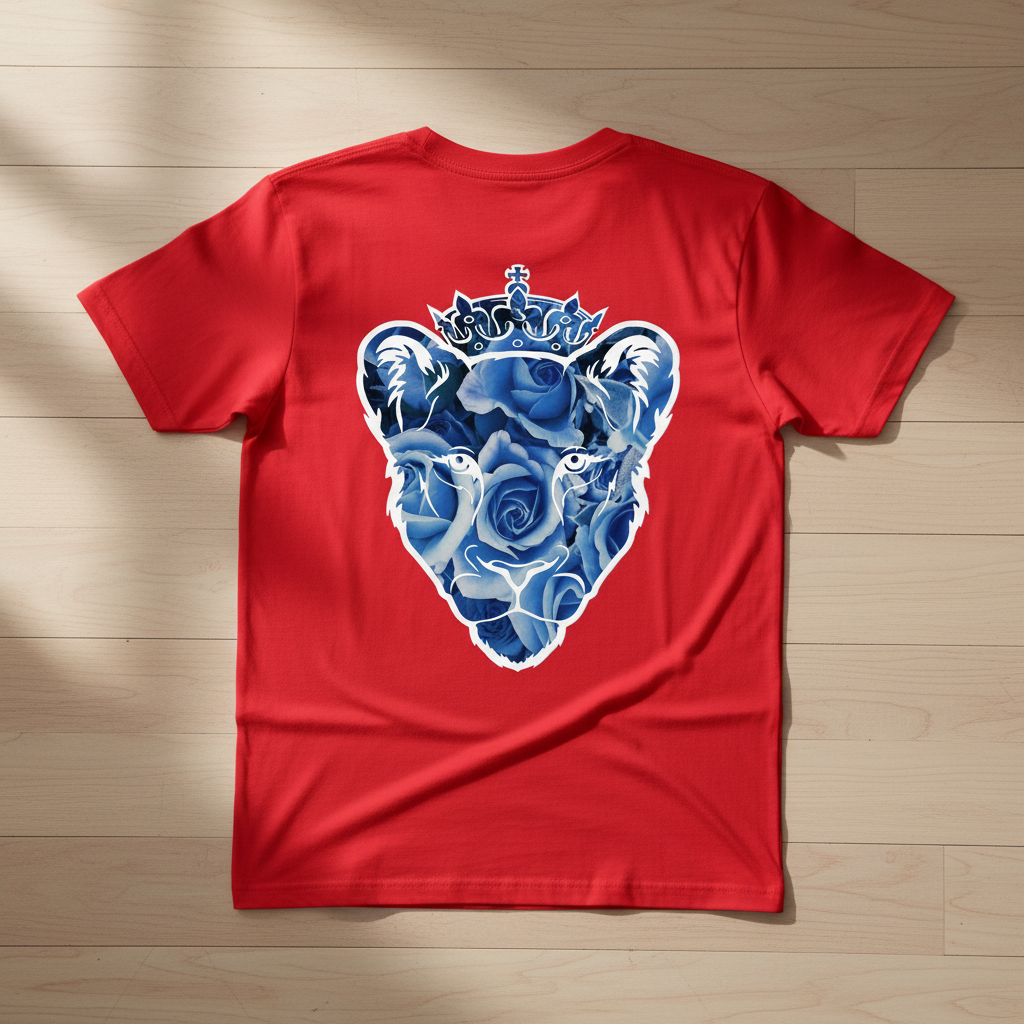 Eminence Blue Rose Lioness Red T-Shirt Back