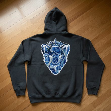 Eminence Blue Rose Lioness Gray Hoodie Back