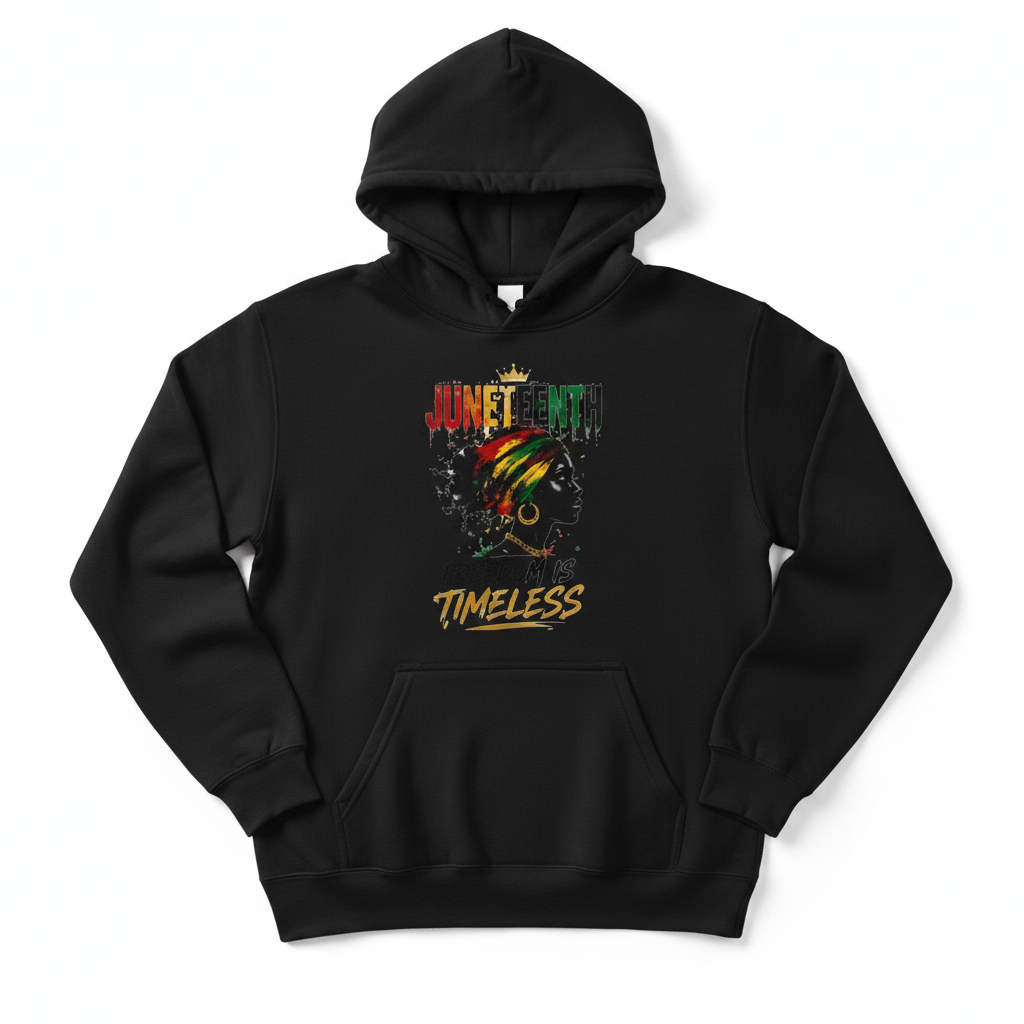 Juneteenth Freedom is Timeless Hoodie - Black