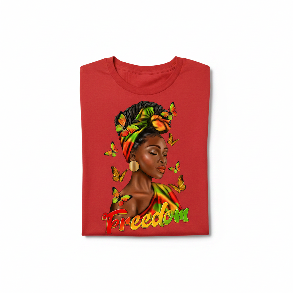 Freedom Afro Woman Graphic Tee - Red