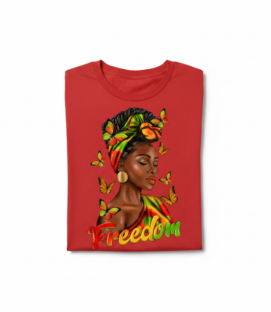 Freedom Afro Woman Graphic Tee - Red