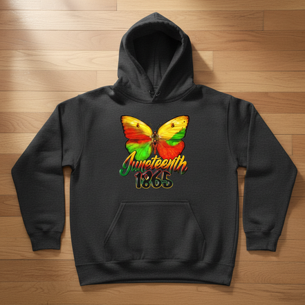Juneteenth 1865 Butterfly Gray Hoodie