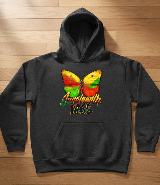 Juneteenth 1865 Butterfly Gray Hoodie