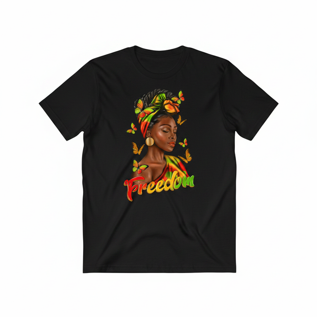 Freedom Afro Woman Graphic Tee - Black