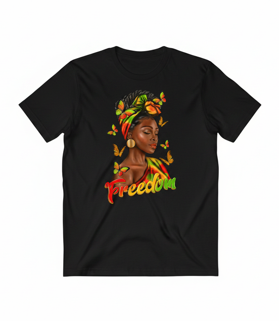 Freedom Afro Woman Graphic Tee - Black