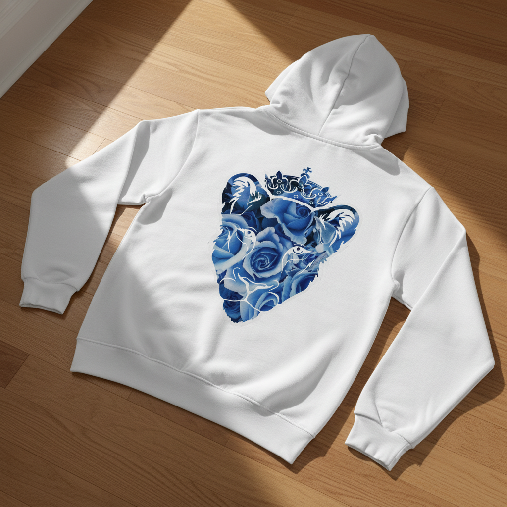 Eminence Blue Rose Lioness White Hoodie Back