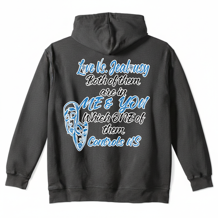 Love Vs Jealousy Hoodie Back - Dark Gray