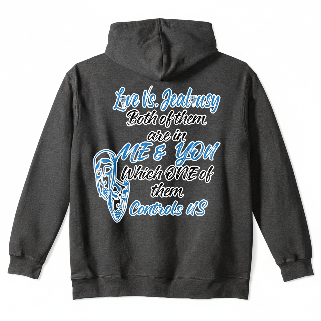 Love Vs Jealousy Hoodie Back - Dark Gray