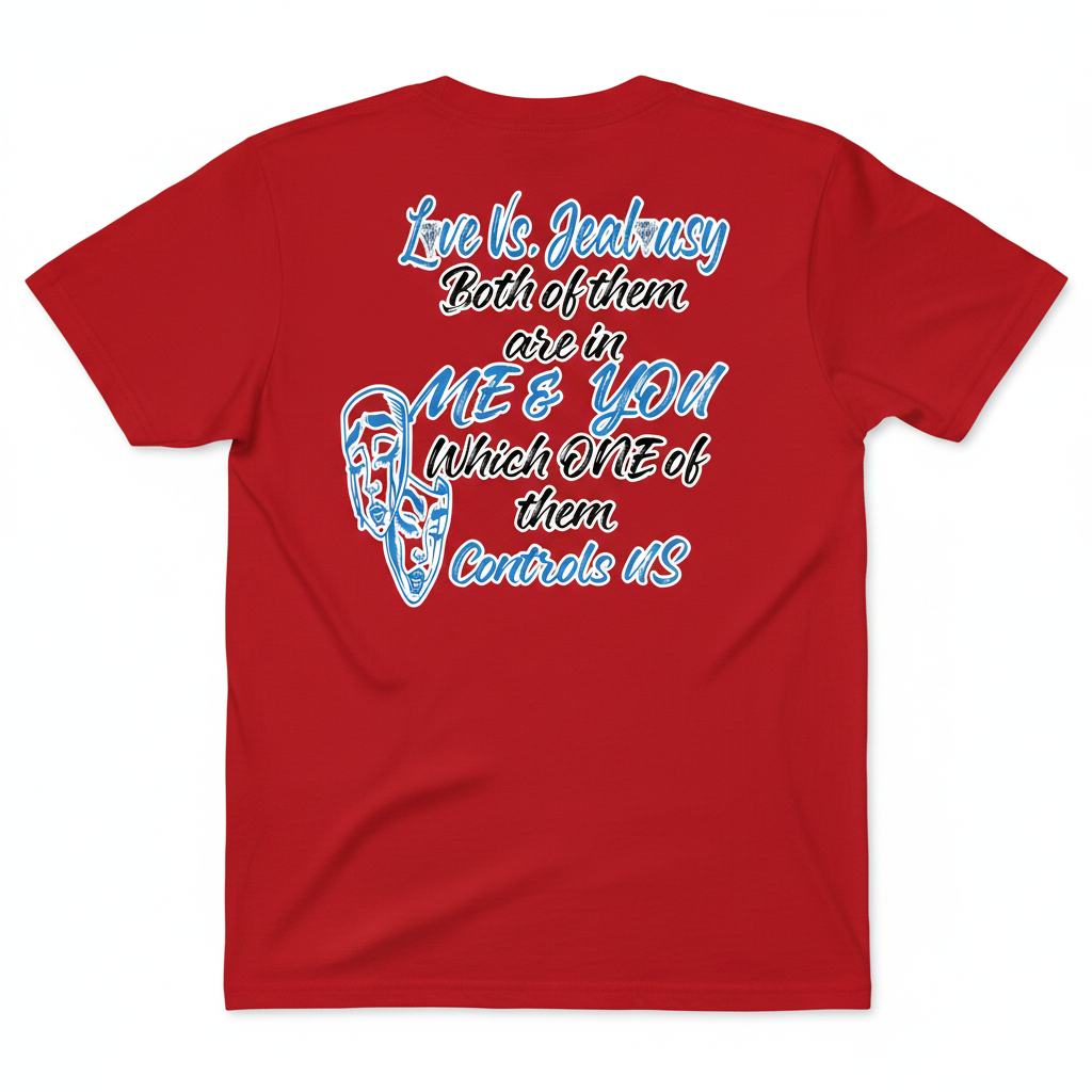 Love Vs Jealousy Graphic Tee Back - Red