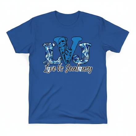 Love Vs Jealousy Graphic Tee Front - Blue