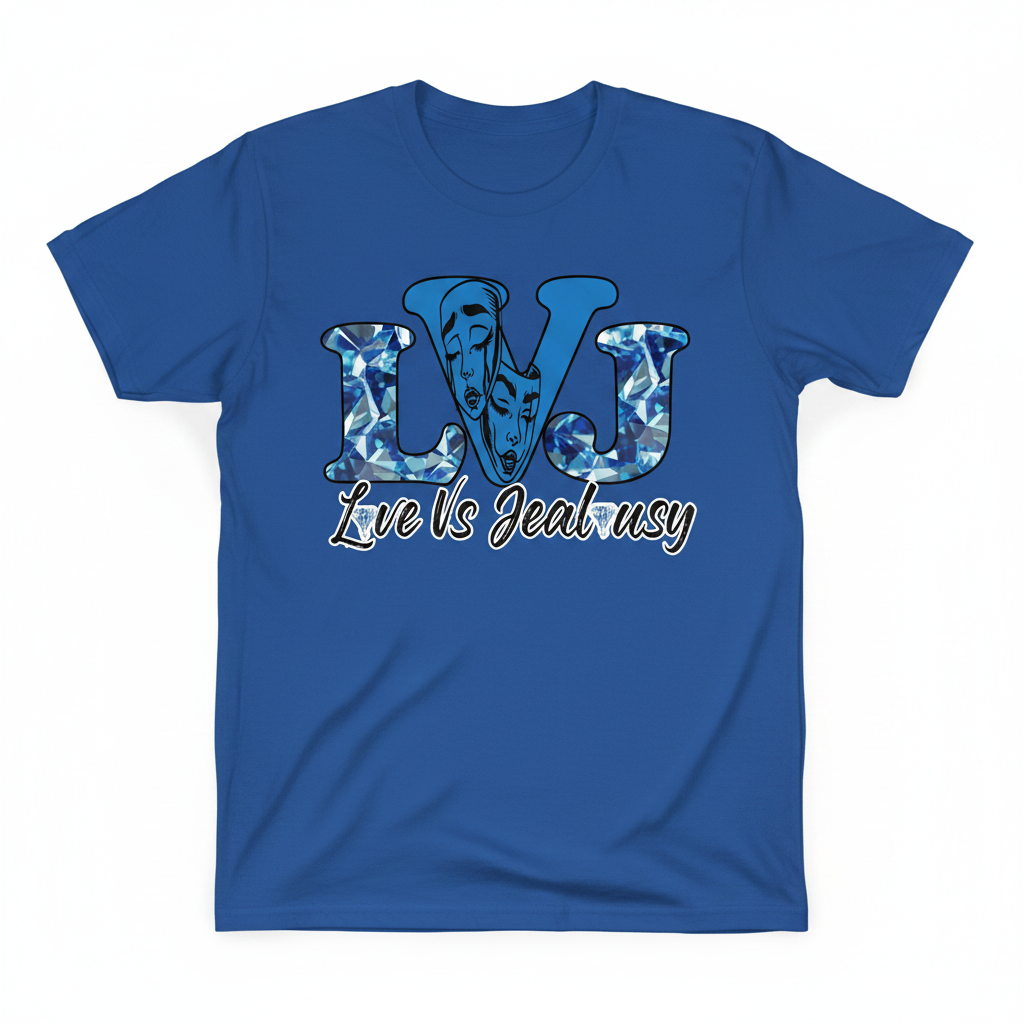 Love Vs Jealousy Graphic Tee Front - Blue