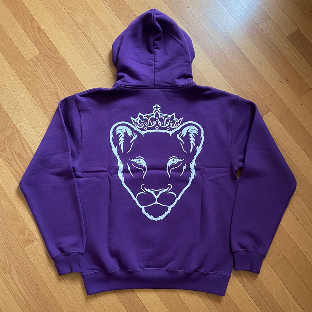 Eminence White Lioness Purple Hoodie Back
