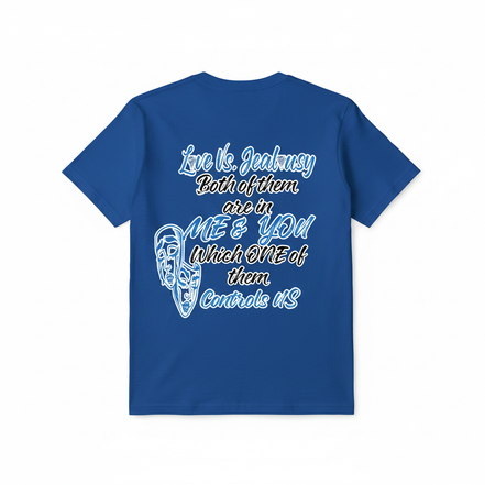 Love Vs Jealousy Graphic Tee Back - Blue