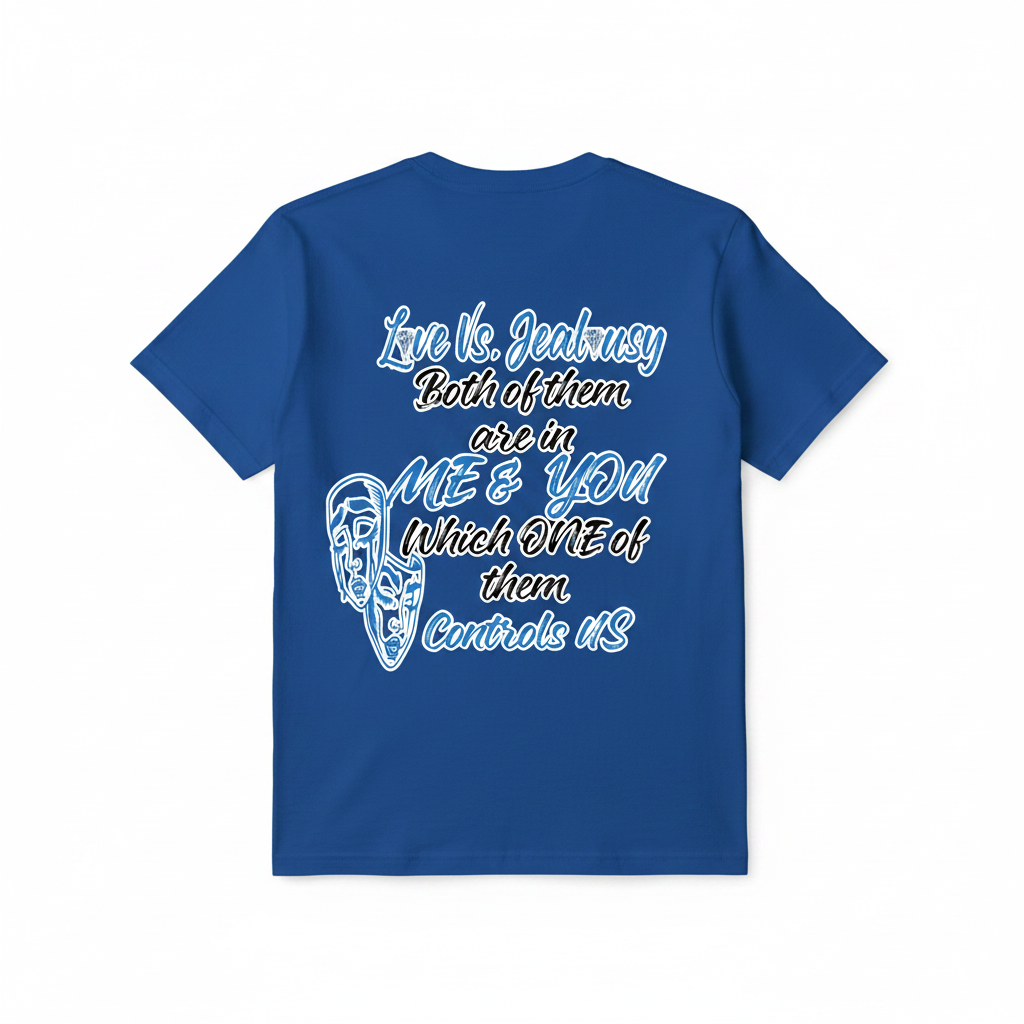 Love Vs Jealousy Graphic Tee Back - Blue
