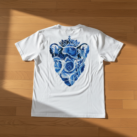 Eminence Blue Rose Lioness White T-Shirt Back