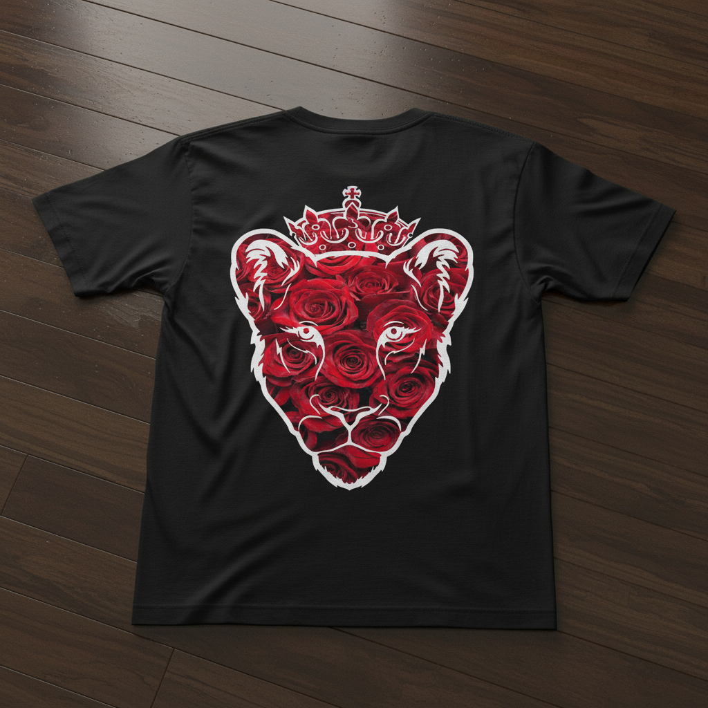 Eminence Red Rose Lioness Black T-Shirt Back
