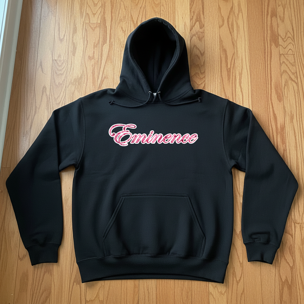 Eminence Pink Rose Lioness Black Hoodie Front
