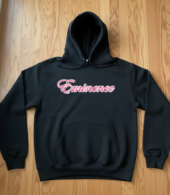 Eminence Pink Rose Lioness Black Hoodie Front