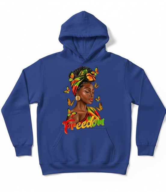 Freedom Afro Woman Hoodie - Royal Blue
