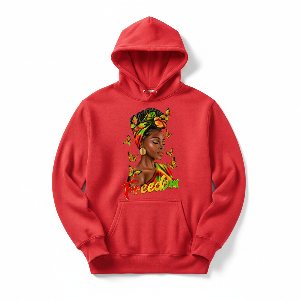 Freedom Afro Woman Hoodie - Red