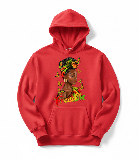 Freedom Afro Woman Hoodie - Red