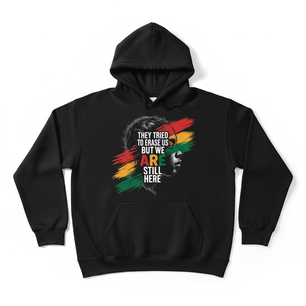 They Tried to Erase Us But We ARE Still Here Hoodie - Black