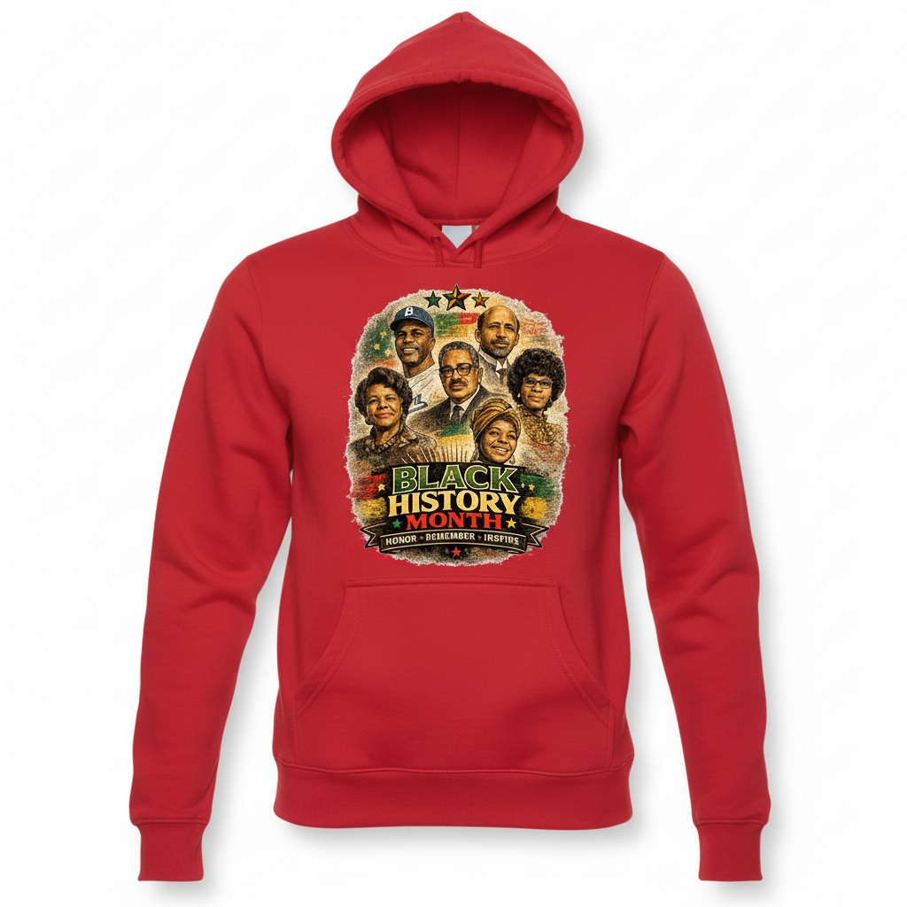 Black History Month Bright Red Hoodie