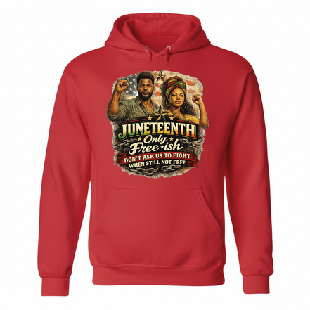 Juneteenth Free-ish Bright Red Hoodie