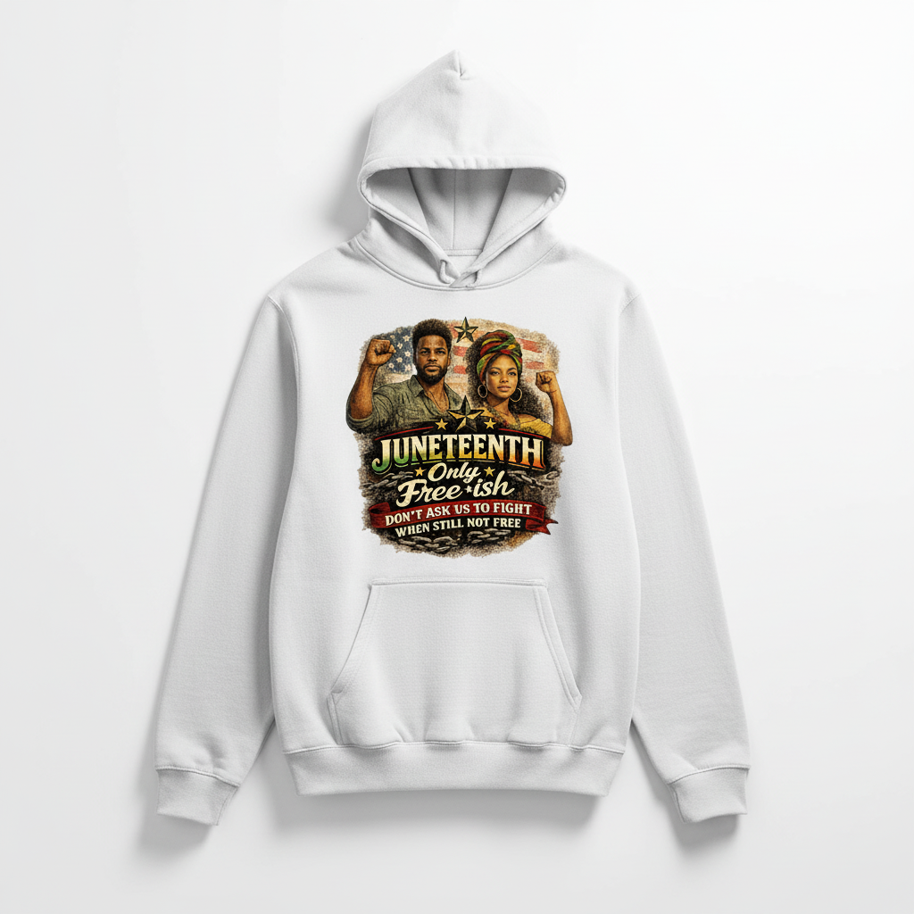 Juneteenth Only Free-ish White Hoodie