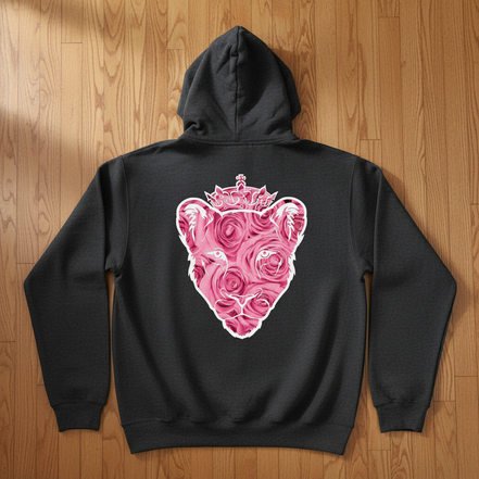 Eminence Pink Rose Lioness Gray Hoodie Back
