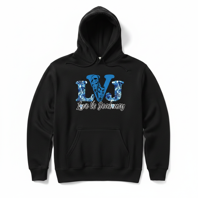Love Vs Jealousy Hoodie Front - Black