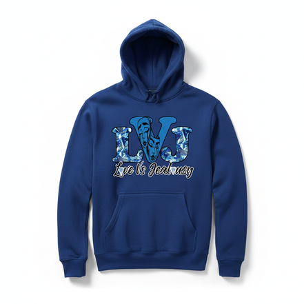 Love Vs Jealousy Hoodie Front - Blue