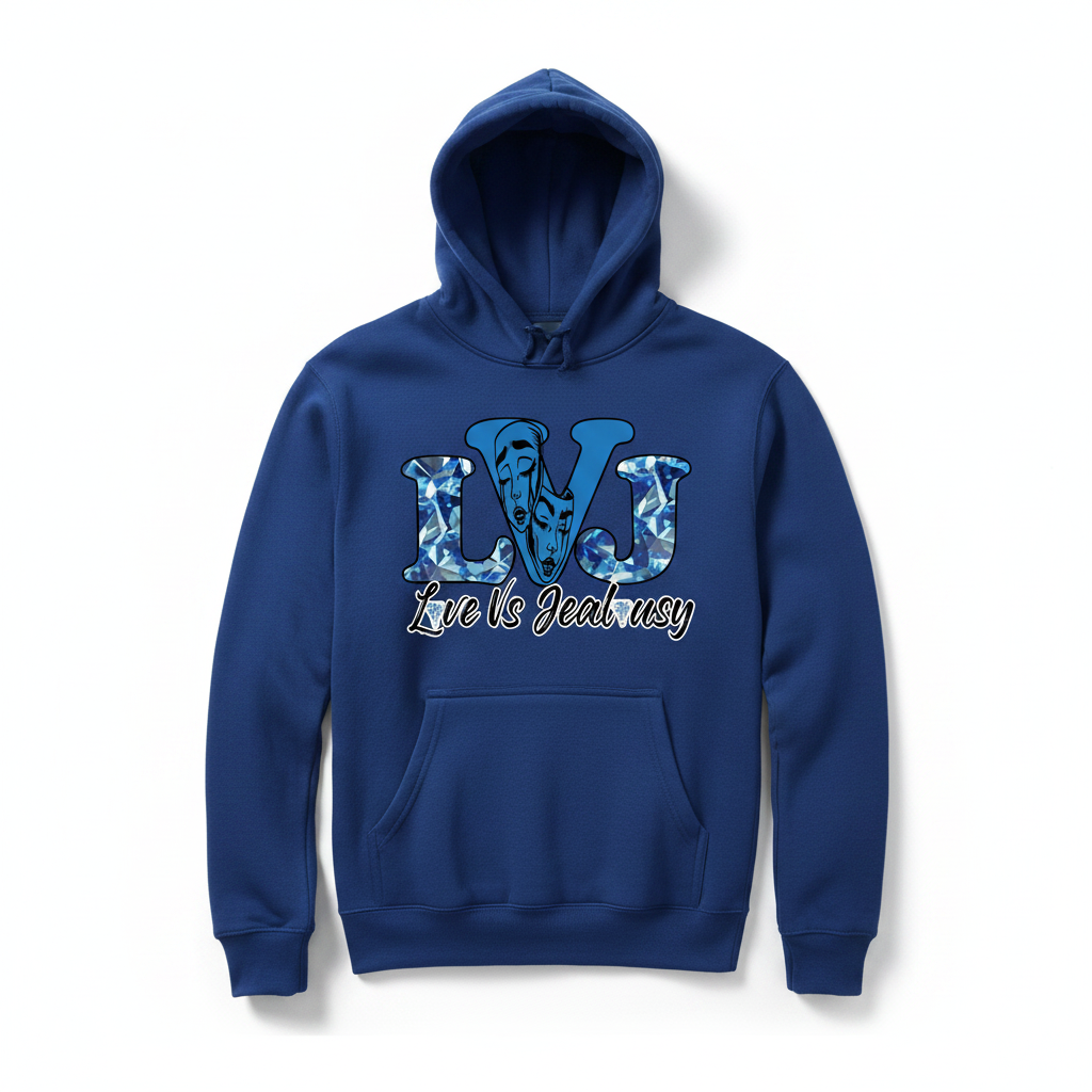 Love Vs Jealousy Hoodie Front - Blue