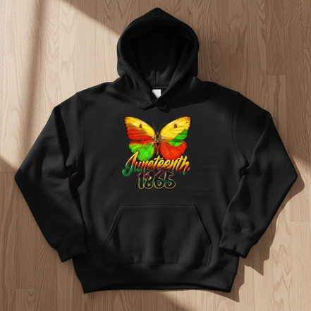 Juneteenth 1865 Butterfly Black Hoodie