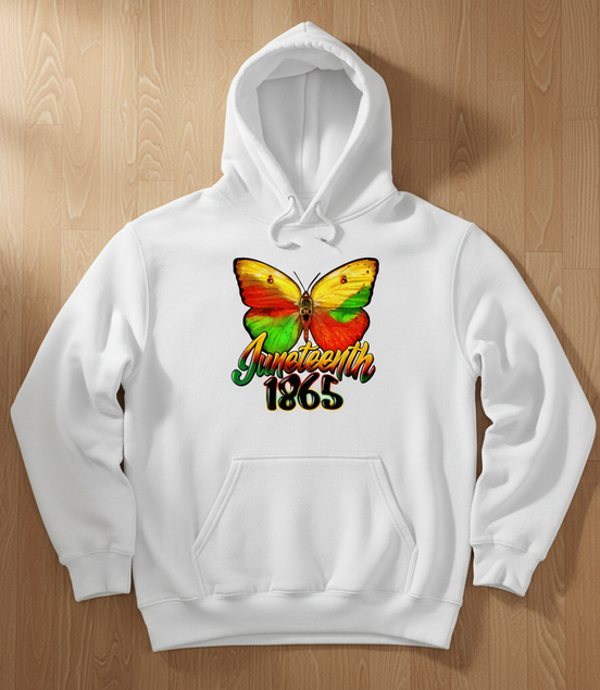 Juneteenth 1865 Butterfly White Hoodie