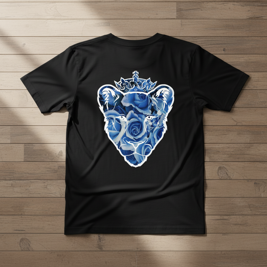 Eminence Blue Rose Lioness Black T-Shirt Back