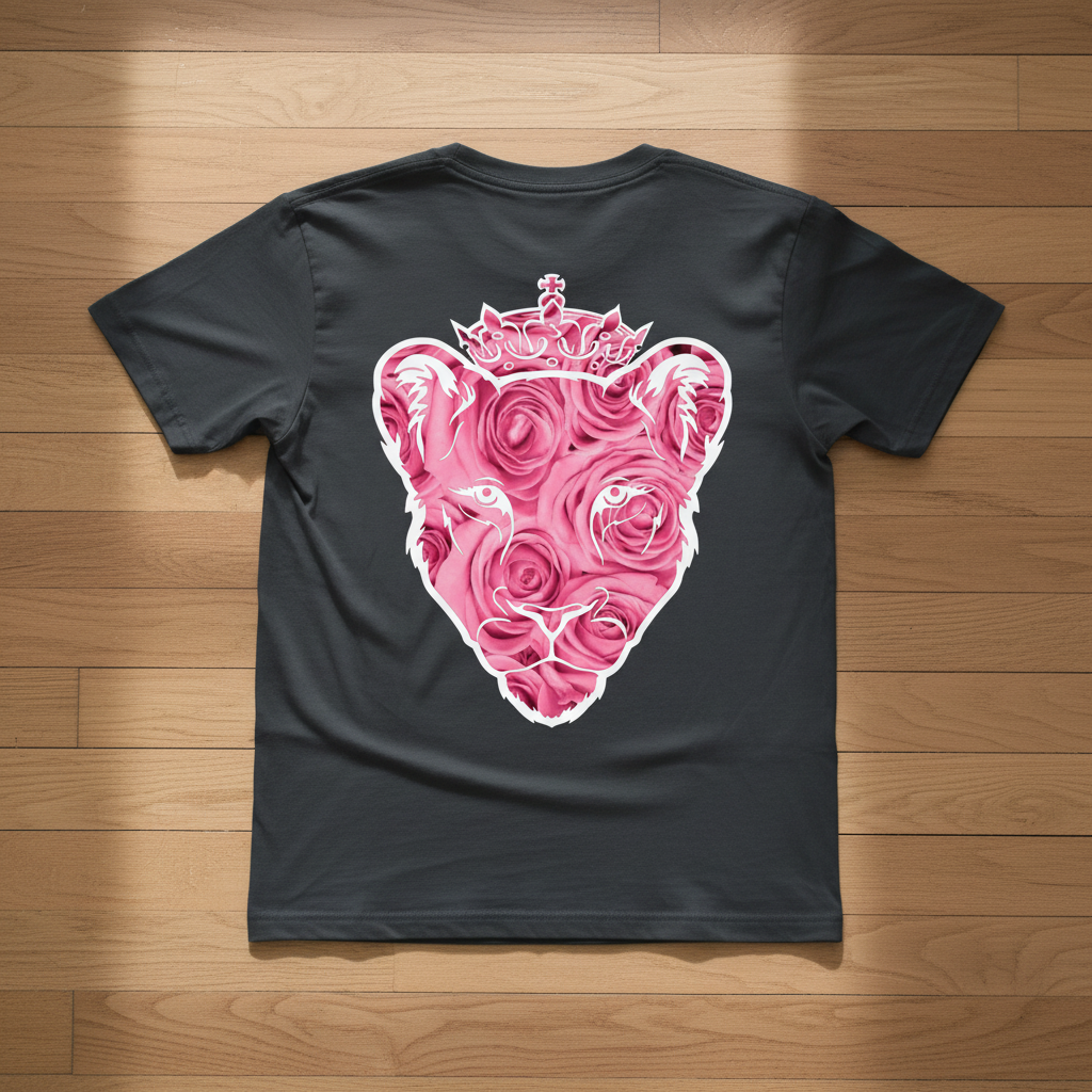 Eminence Pink Rose Lioness Gray T-Shirt Back