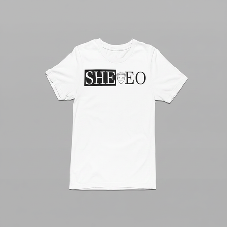 SHE*EO Lioness Tee - White/Black - Front View