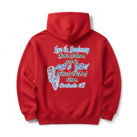 Love Vs Jealousy Hoodie Back - Red