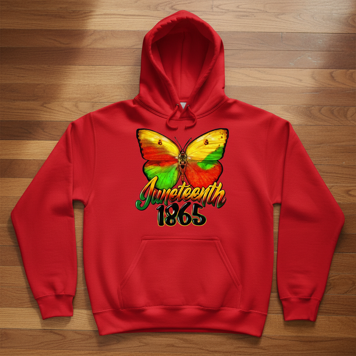 Juneteenth 1865 Butterfly Red Hoodie