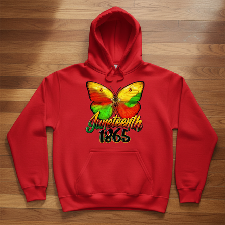 Juneteenth 1865 Butterfly Red Hoodie