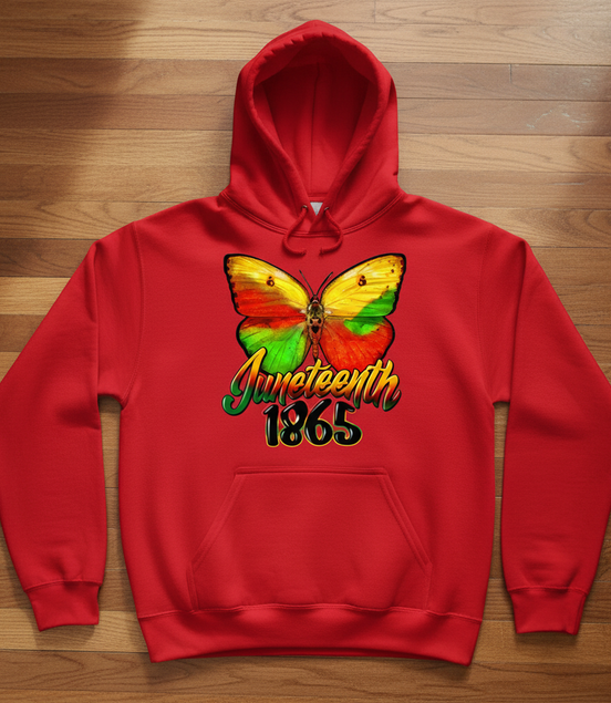 Juneteenth 1865 Butterfly Red Hoodie