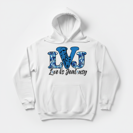 Love Vs Jealousy Hoodie Front - White