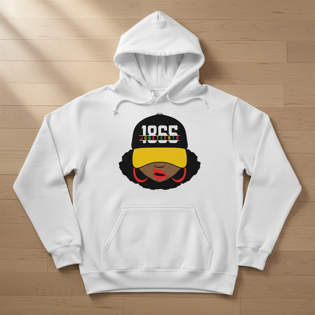 1855 Juneteenth Hat White Hoodie