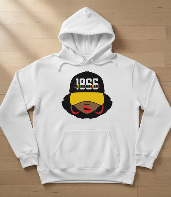 1855 Juneteenth Hat White Hoodie