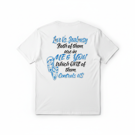 Love Vs Jealousy Graphic Tee Back - White