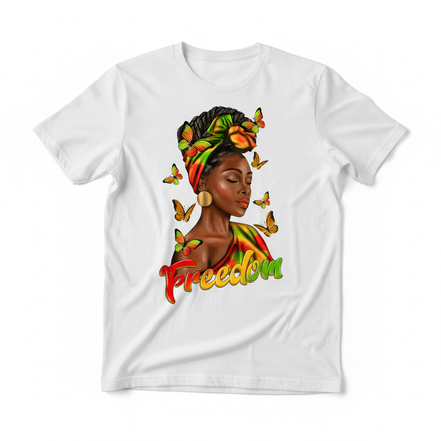 Freedom Afro Woman Graphic Tee - White